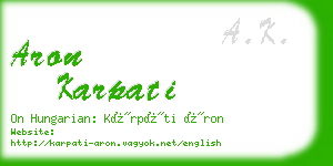 aron karpati business card